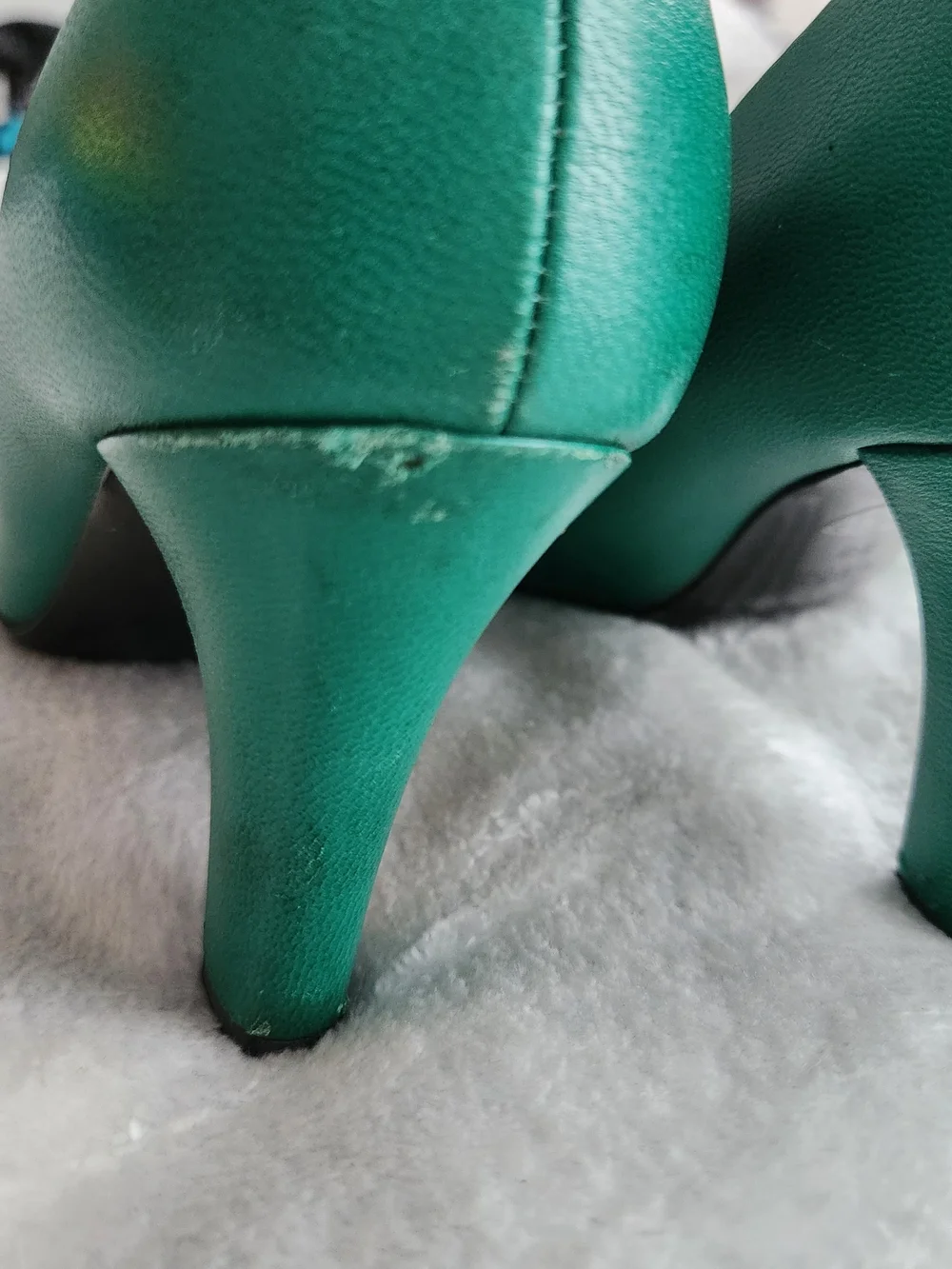 Vintage Gucci Green Leather High Heels Pumps Round Toe Shoes Size 38 US 8 - Picture 7 of 16